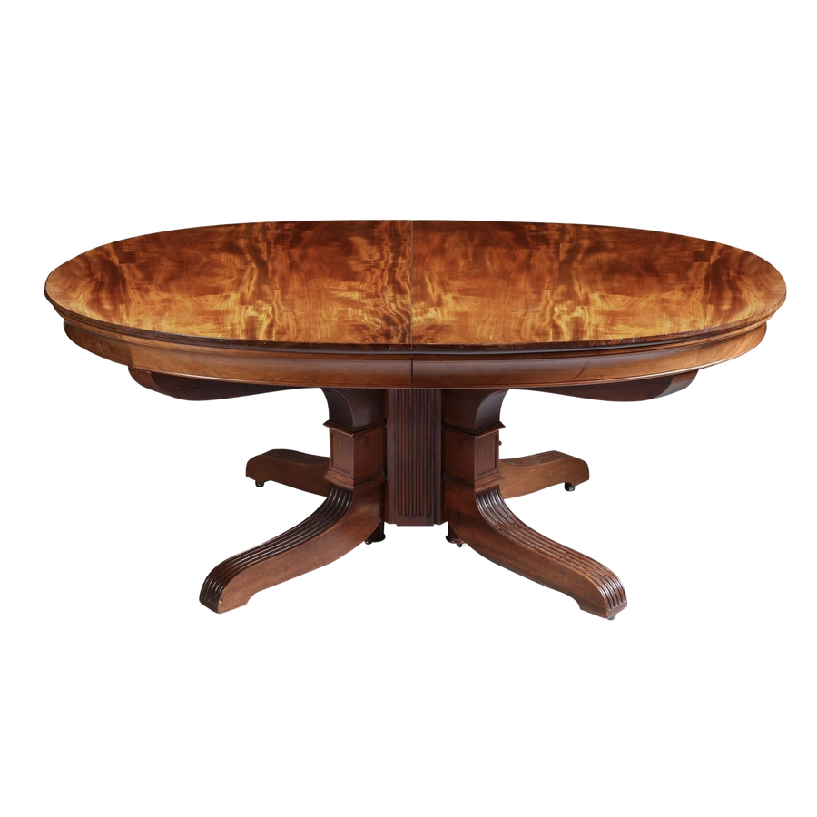 Early 19th century mahogany dining table in Charles X style by Nicholas Wells Antiques, solid wood, elegant craftsmanship