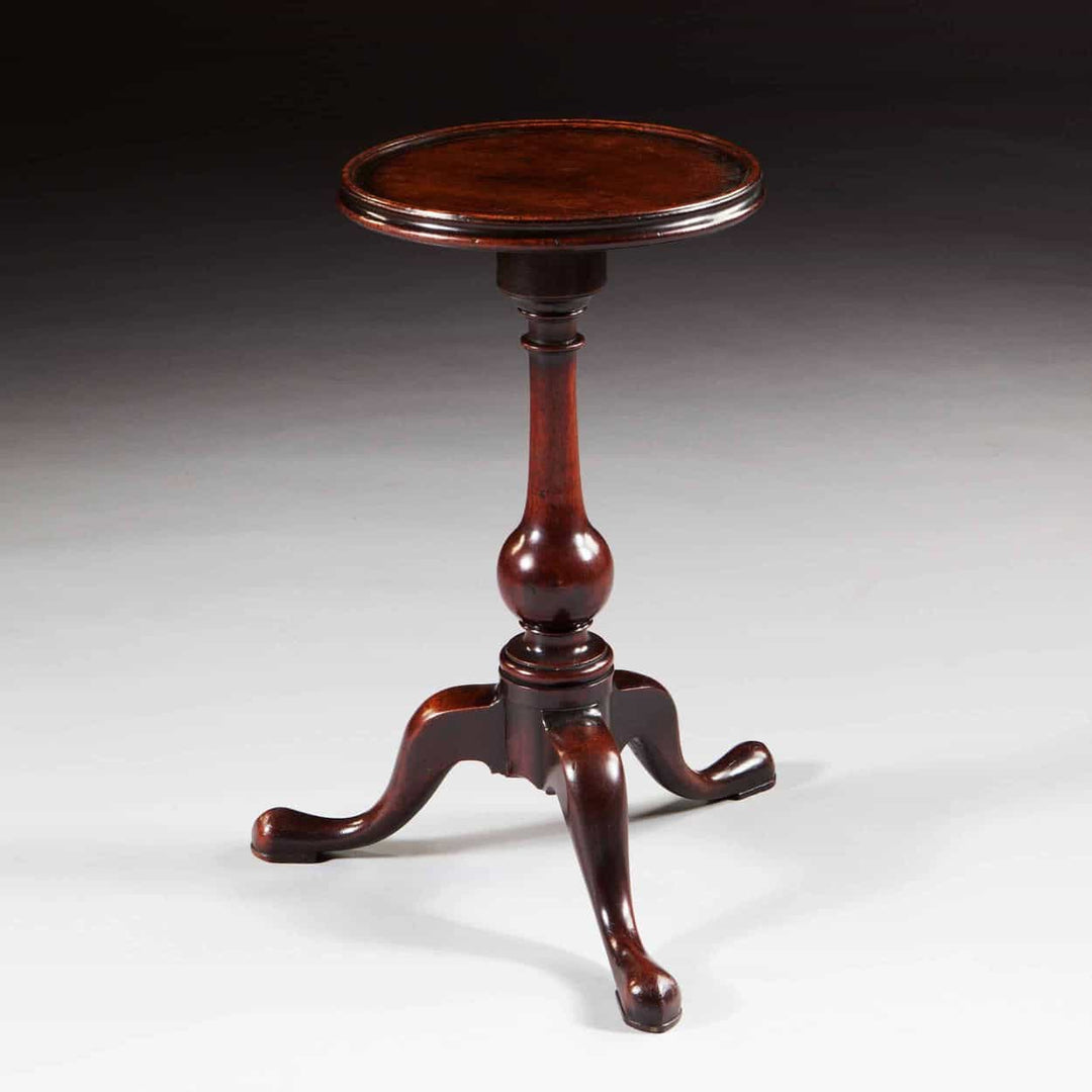 George II mahogany tripod candlestand table with circular top and cabriole legs by The Sold Archive