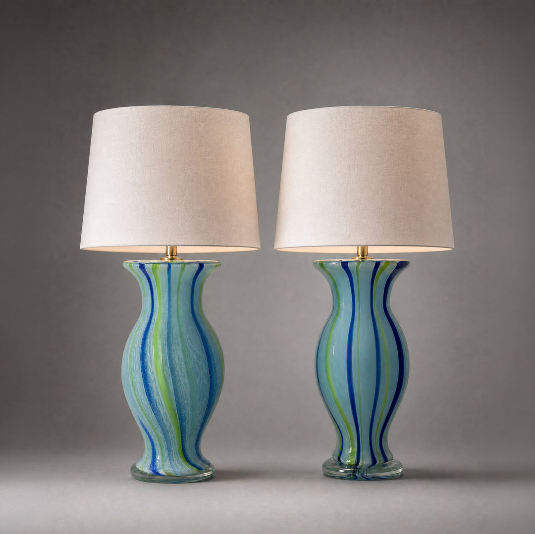 Pair of Vintage Glass Vase Table Lamps