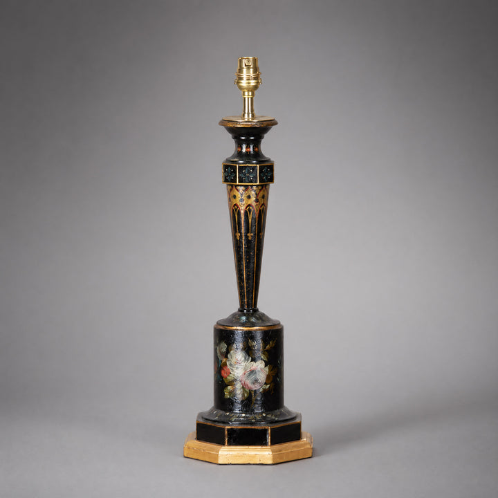 Pair of 19th Century French Japanned Tole Table Lamps