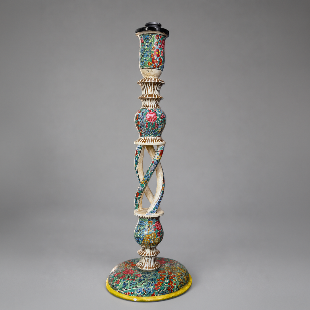 Kashmiri Painted Wood Lamp Base