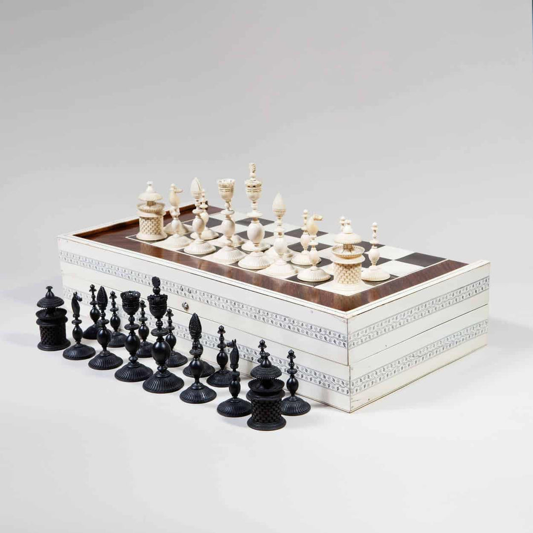 Fine 19th Century Vizagapatam Chess &amp; Backgammon Set