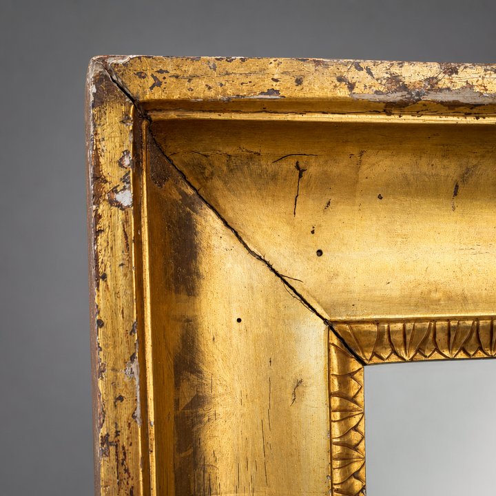 An Italian Water-Gilt Mirror with Original Hand-Blown Glass