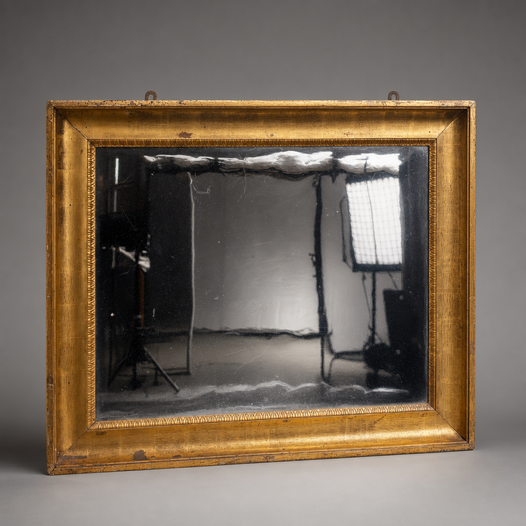 An Italian Water-Gilt Mirror with Original Hand-Blown Glass