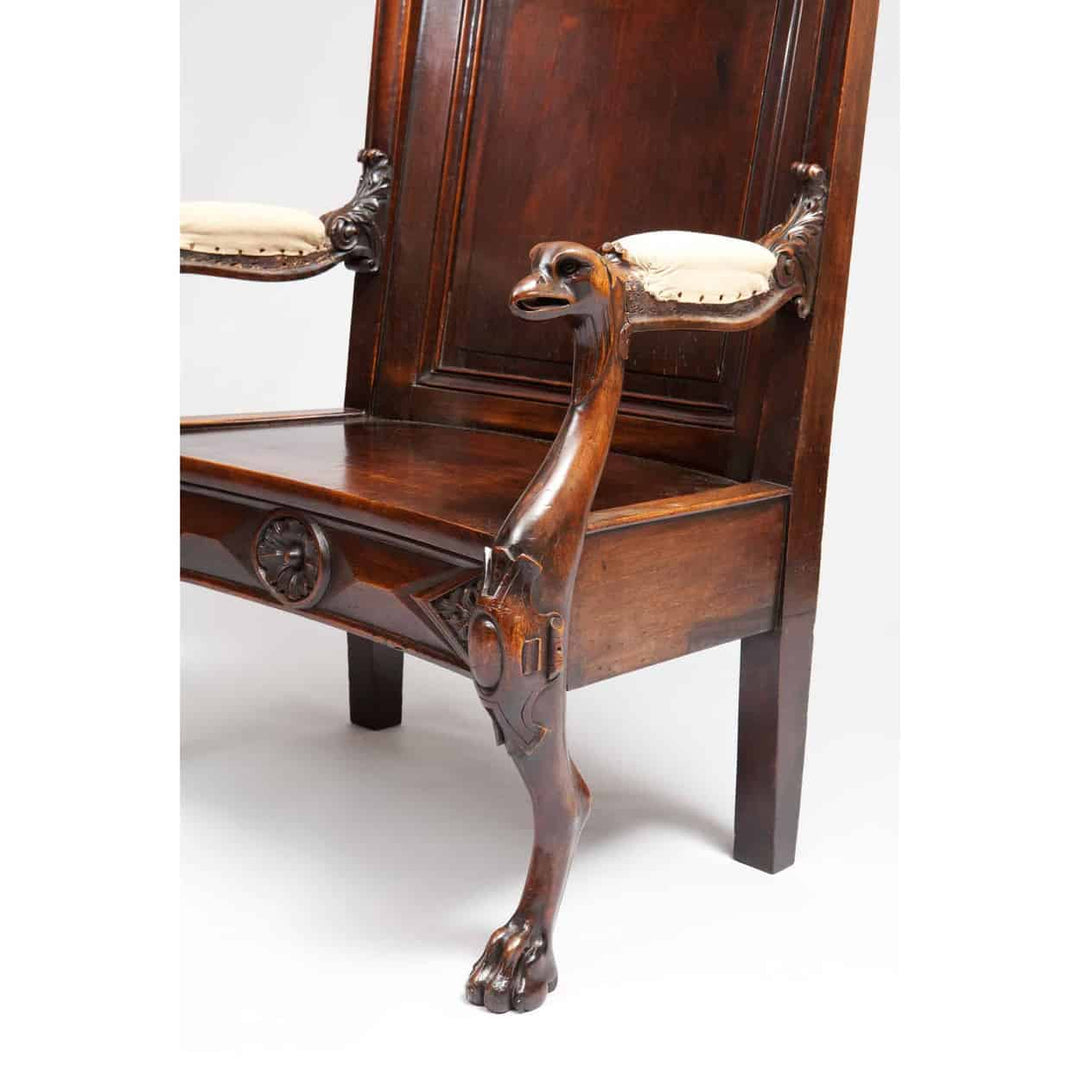 Solid walnut mid-19th century English armchair with eagle head arms and lion paw legs by Collection CK20