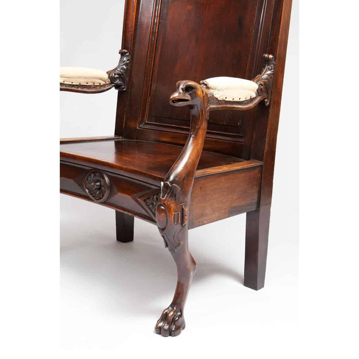Solid walnut mid-19th century English armchair with eagle head arms and lion paw legs by Collection CK20