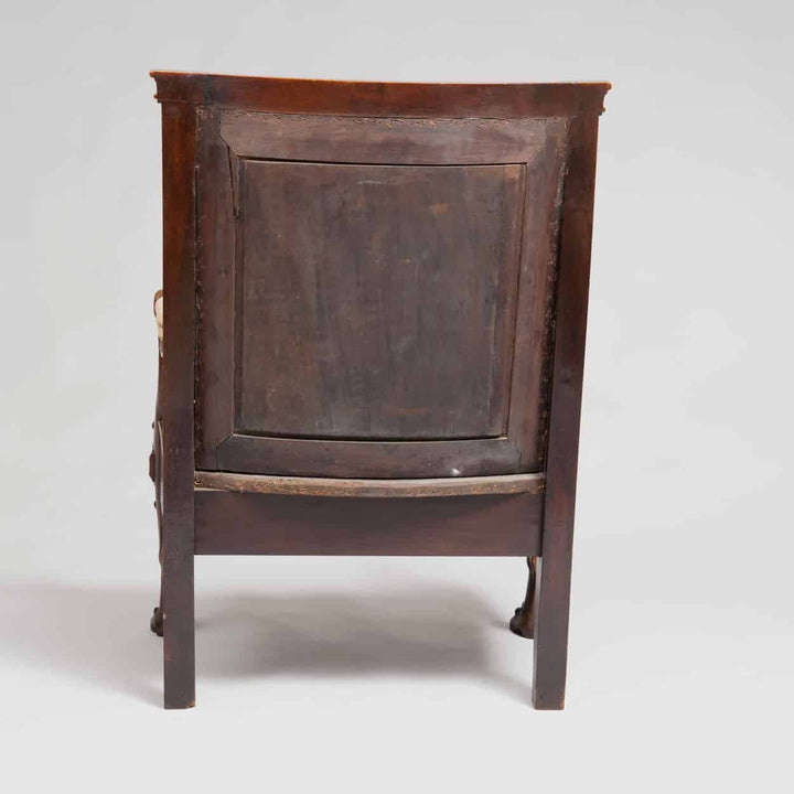 Solid walnut 19th century English armchair rear view with elegant craftsmanship Collection CK20