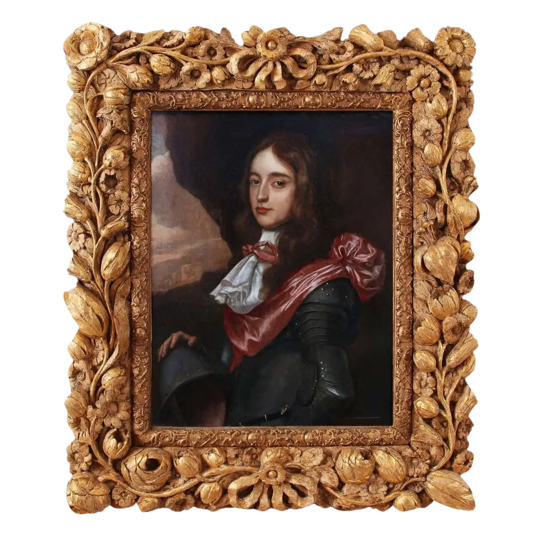 Rare 17th century portrait of a young nobleman in an ornate giltwood frame by The Sold Archive