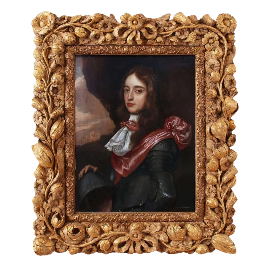 Rare 17th century portrait of a young nobleman in an ornate giltwood frame by The Sold Archive