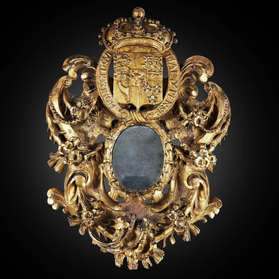 Royal James I giltwood miniature portrait frame with Tudor crown and coat of arms by The Sold Archive