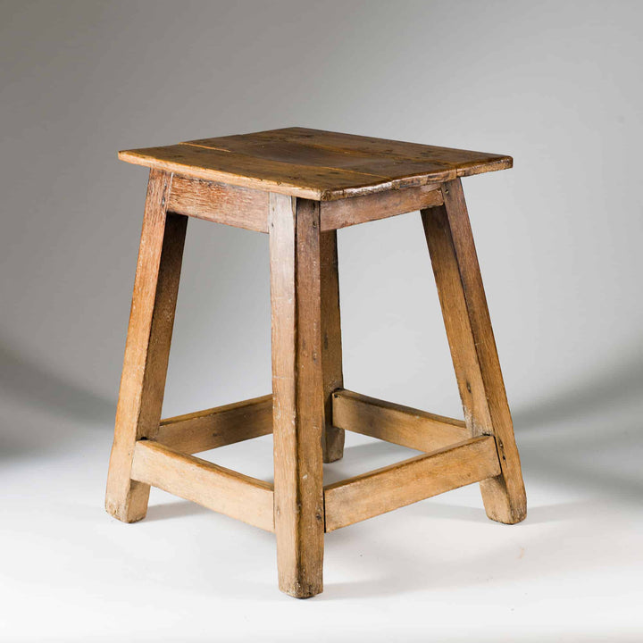 19th Century Indian teak stool with flared legs and aged patina by Collection EE30, circa 1900 craftsmanship