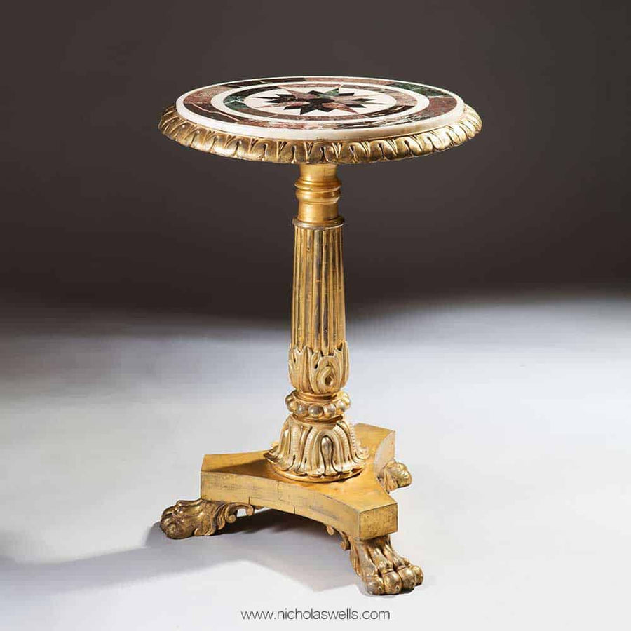 William Iv giltwood and pietra dure occasional table with three hairy paw feet from The Sold Archive